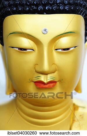 "Head of a golden Buddha sculpture, from Korea" View Large Photo Image Stock Image - "Head of a golden Buddha sculpture, from Korea". Fotosearch