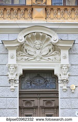"Head of a Woman in a shell above the entrance, Art Nouveau facade of the house Alberta iela 9 or Albert Street 9, Riga, Latvia, Europe" View Large Photo Image Stock Image - "Head of a Woman in a shell above the entrance, Art Nouveau facade of the house Alberta iela 9 or Albert Street 9, Riga, Latvia, Europe". Fotosearch
