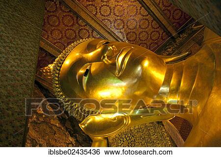 "Head of the Reclining Buddha in Wat Pho, Krung Thep, Bangkok, Thailand, Asia" View Large Photo Image Stock Photograph - "Head of the Reclining Buddha in Wat Pho, Krung Thep, Bangkok, Thailand, Asia". Fotosearch