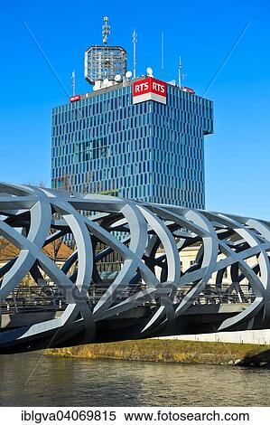 "Head office of the French-speaking radio and television station Radio Television Suisse, RTS, behind Hans Wilsdorf Bridge, Geneva, Switzerland, Europe" View Large Photo Image Stock Photography - "Head office of the French-speaking radio and television station Radio Television Suisse, RTS, behind Hans Wilsdorf Bridge, Geneva, Switzerland, Europe". Fotosearch