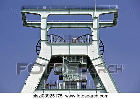 Stock Photography - "Headframe, German Mining Museum, Bochum, Ruhr district, North Rhine-Westphalia, Germany, Europe". Fotosearch