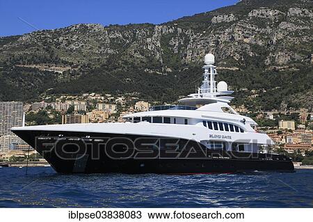 Heesen motor yacht Blind Date at anchor in front of the Principality of Monaco View Large Photo Image Stock Image - Heesen motor yacht Blind Date at anchor in front of the Principality of Monaco. Fotosearch