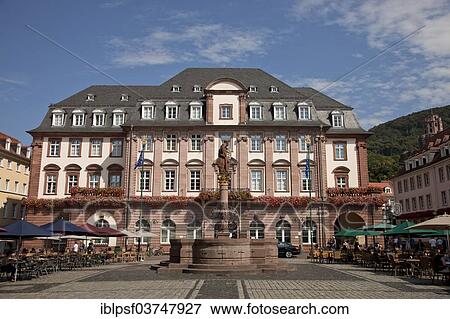 "Heidelberg Town Hall with the Hercules Fountain in the market square, Heidelberg, Baden-Wurttemberg, Germany, Europe" View Large Photo Image Stock Photo - "Heidelberg Town Hall with the Hercules Fountain in the market square, Heidelberg, Baden-Wurttemberg, Germany, Europe". Fotosearch