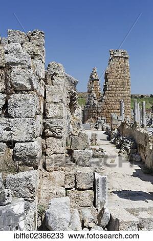 "Hellenistic city gate, ruins of the oval towers, Perge, Aksu, Turkish Riviera, Antalya, Turkey, Asia" View Large Photo Image Stock Image - "Hellenistic city gate, ruins of the oval towers, Perge, Aksu, Turkish Riviera, Antalya, Turkey, Asia". Fotosearch
