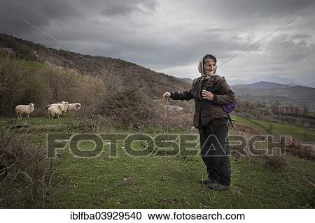 "Herdswoman in the Elbasan mountains, Gjinar, Albania, Europe" View Large Photo Image Stock Image - "Herdswoman in the Elbasan mountains, Gjinar, Albania, Europe". Fotosearch