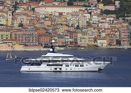 Hermitage, a cruiser built by Luerssen Yachts, length: 68. 15 m, built in 2011, anchored off the bay of Villefranche, French Riviera, France, Mediterranean Sea, Europe View Large Photo Image Stock Image - Hermitage, a cruiser built by Luerssen Yachts, length: 68. 15 m, built in 2011, anchored off the bay of Villefranche, French Riviera, France, Mediterranean Sea, Europe. Fotosearch