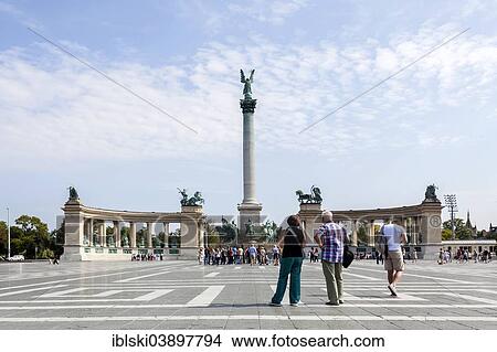 "Heroes' Square, Hosok tere, with Millennium Memorial, Budapest, Hungary, Europe" View Large Photo Image Picture - "Heroes' Square, Hosok tere, with Millennium Memorial, Budapest, Hungary, Europe". Fotosearch
