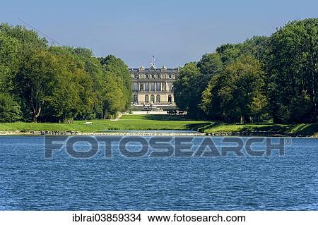 Picture - "Herrenchiemsee New Palace, Schlosspark palace gardens, Herreninsel island, Chiemsee lake, Chiemgau, Upper Bavaria, Bavaria, Germany, Europe". Fotosearch