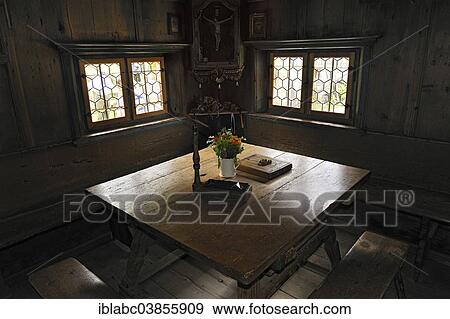 "Herrgottswinkel prayer niche with a table and benches in Markus Wasmeier Farm and Winter Sports Museum, Schliersee, Upper Bavaria, Bavaria, Germany, Europe" View Large Photo Image Stock Photo - "Herrgottswinkel prayer niche with a table and benches in Markus Wasmeier Farm and Winter Sports Museum, Schliersee, Upper Bavaria, Bavaria, Germany, Europe". Fotosearch