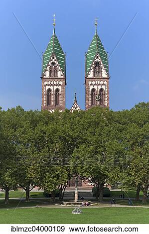 "Herz Jesu-Kirche, or Sacred Heart Church, built in the style of Historicism, consecrated in 1897, Freiburg, Baden-Wurttemberg, Germany, Europe" View Large Photo Image Stock Photo - "Herz Jesu-Kirche, or Sacred Heart Church, built in the style of Historicism, consecrated in 1897, Freiburg, Baden-Wurttemberg, Germany, Europe". Fotosearch