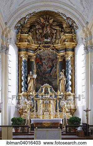 Stock Image - "High altar, Attel Monastery Church, Wasserburg am Inn, Upper Bavaria, Bavaria, Germany, Europe". Fotosearch