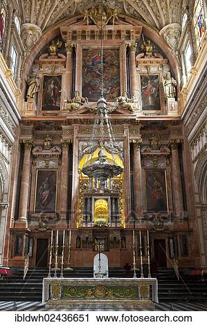 Stock Image - "High altar of the Mezquita, Mosque? ÇôCathedral of Cordoba, now a cathedral, formerly a mosque, Cordoba, Andalusia, Spain, Europe". Fotosearch
