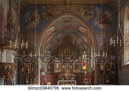 Stock Photography - "High altar with late Gothic shrine figures in St Pelagius Church, Weitnau, Oberallgau, Allgau, Bavaria, Germany, Europe". Fotosearch