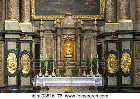 "High altar with the miraculous image in the tabernacle, baroque Church of the Assumption of St. Mary, Ettal Abbey, Ettal, Upper Bavaria, Bavaria, Germany, Europe" View Large Photo Image Stock Photograph - "High altar with the miraculous image in the tabernacle, baroque Church of the Assumption of St. Mary, Ettal Abbey, Ettal, Upper Bavaria, Bavaria, Germany, Europe". Fotosearch