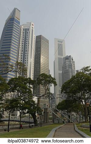 Stock Image - "High-rise buildings along the Singapore River, Raffles Place, Singapore, Asia". Fotosearch
