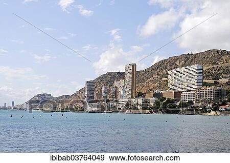 Stock Photo - "High-rise buildings, coastal development, city of Alicante at back, La Albufereta, Alicante, Province of Alicante, Spain, Europe". Fotosearch