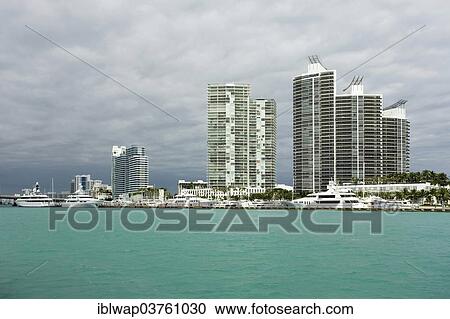 Stock Image - "High-rise buildings with luxury apartments, Miami Beach, Miami-Dade County, Florida, United States, North America". Fotosearch