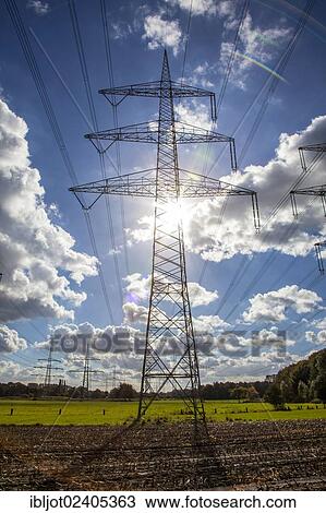 "High voltage power lines, at Gelsenkirchen Scholven, North Rhine-Westphalia, Germany, Europe" View Large Photo Image Stock Image - "High voltage power lines, at Gelsenkirchen Scholven, North Rhine-Westphalia, Germany, Europe". Fotosearch