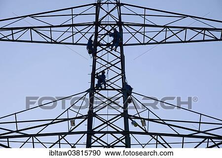 "High voltage transmission mast, overhead line maintenance, Hergarten, Eifel, North Rhine-Westphalia, Germany, Europe" View Large Photo Image Stock Image - "High voltage transmission mast, overhead line maintenance, Hergarten, Eifel, North Rhine-Westphalia, Germany, Europe". Fotosearch