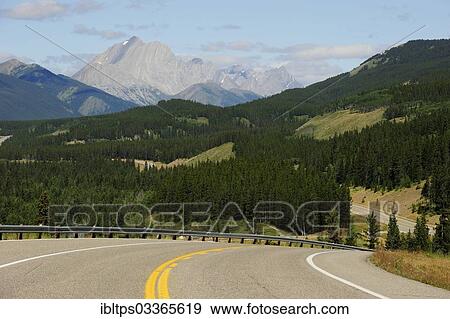 Stock Photo - "Highway 40 through Kananaskis Country with the foothills of the Rocky Mountains, Alberta, Canada, Kananaskis Country, Canmore, Alberta Province, Canada, North America". Fotosearch
