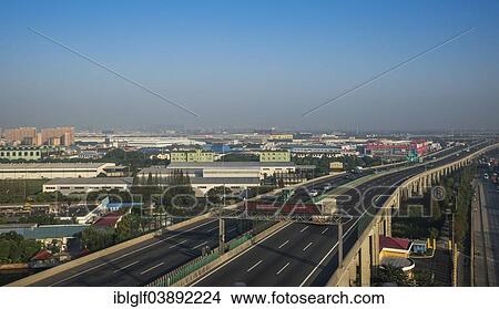 Picture - "Highway on concrete pillars, road to Shanghai, China, Asia". Fotosearch