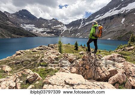 "Hiker at Lake McArthur, Yoho National Park, British Columbia, Canada, North America" View Large Photo Image Stock Photo - "Hiker at Lake McArthur, Yoho National Park, British Columbia, Canada, North America". Fotosearch