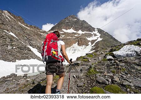 "Hiker climbing Hochwilde mountain, Pfossental valley, Schnalstal valley, province of Bolzano-Bozen, Italy, Europe" View Large Photo Image Stock Photo - "Hiker climbing Hochwilde mountain, Pfossental valley, Schnalstal valley, province of Bolzano-Bozen, Italy, Europe". Fotosearch