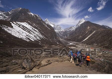 "Hikers arriving in Machhermo, Gokyo Valley, Khumbu, Solukhumbu District, Everest Region, Nepal, Asia" View Large Photo Image Stock Image - "Hikers arriving in Machhermo, Gokyo Valley, Khumbu, Solukhumbu District, Everest Region, Nepal, Asia". Fotosearch