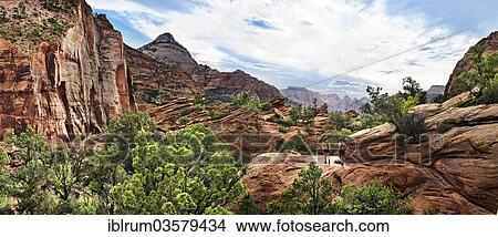 "Hikers at Canyon Overlook, Zion National Park, Utah, United States, North America" View Large Photo Image Picture - "Hikers at Canyon Overlook, Zion National Park, Utah, United States, North America". Fotosearch