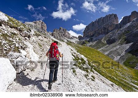 "Hikers during the ascent to Kesselkogel Mountain, Rosengarten Group, Grasleiten Pass and Kesselkogel Mountain at the rear, Trentino, Italy, Europe" View Large Photo Image Stock Photo - "Hikers during the ascent to Kesselkogel Mountain, Rosengarten Group, Grasleiten Pass and Kesselkogel Mountain at the rear, Trentino, Italy, Europe". Fotosearch