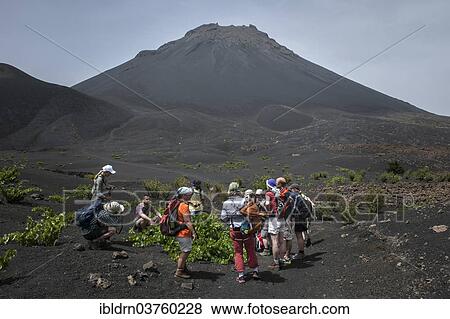 "Hikers in front of the volcano Pico do Fogo, Fogo National Park, Fogo island, Cape Verde, Africa" View Large Photo Image Stock Photo - "Hikers in front of the volcano Pico do Fogo, Fogo National Park, Fogo island, Cape Verde, Africa". Fotosearch