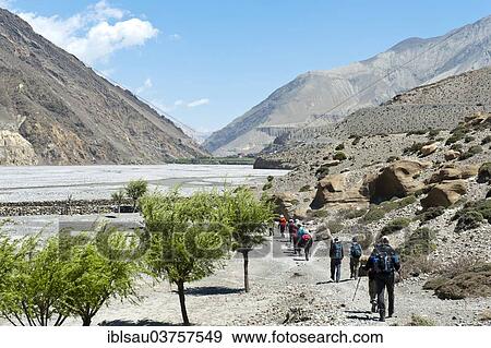 "Hikers on a trail, Kali Gandaki Gorge, Lower Mustang, Nepal, Asia" View Large Photo Image Stock Photo - "Hikers on a trail, Kali Gandaki Gorge, Lower Mustang, Nepal, Asia". Fotosearch