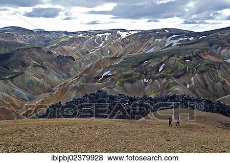 "Hikers trekking, Landmannalaugar, Iceland, Europe" View Large Photo Image Stock Photo - "Hikers trekking, Landmannalaugar, Iceland, Europe". Fotosearch