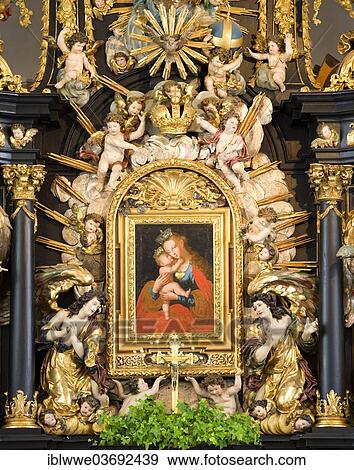 "Hilfberg Church, Pilgrimage Church of Maria Hilf, miraculous image on the altar by Meinrad Guggenbichler, Mondsee, Salzkammergut, Austria, Europe" View Large Photo Image Stock Photo - "Hilfberg Church, Pilgrimage Church of Maria Hilf, miraculous image on the altar by Meinrad Guggenbichler, Mondsee, Salzkammergut, Austria, Europe". Fotosearch