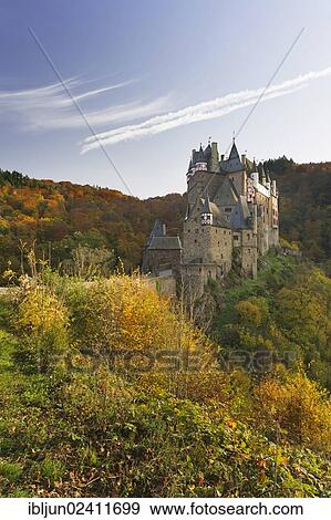 Hilltop castle of Burg Eltz, Ganerbenburg, a castle belonging to a community of joint heirs, Muenstermaifeld, Wierschem, Moselle, Rhineland-Palatinate, Germany, Europe View Large Photo Image Stock Photo - Hilltop castle of Burg Eltz, Ganerbenburg, a castle belonging to a community of joint heirs, Muenstermaifeld, Wierschem, Moselle, Rhineland-Palatinate, Germany, Europe. Fotosearch