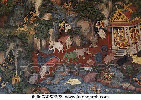 "Himaphan wall painting in the Ubosot or ordinary hall of Wat Suthat Temple, Zentralthailand, Bangkok, Bangkok, Thailand, Asia" View Large Photo Image Stock Photograph - "Himaphan wall painting in the Ubosot or ordinary hall of Wat Suthat Temple, Zentralthailand, Bangkok, Bangkok, Thailand, Asia". Fotosearch