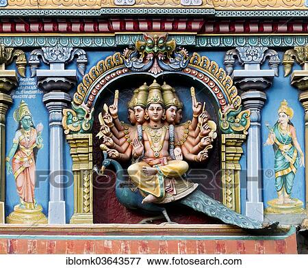 "Hindu god Skanda or Murugan, also known as Karttikeya, Subramanya or Kumara with twelve arms and five heads on his mount, the peacock, on a temple wall, Meenakshi Amman Temple or Sri Meenakshi Sundareswarar Temple, Madurai, Tamil Nadu, India, Asia" View Large Photo Image Stock Photo - "Hindu god Skanda or Murugan, also known as Karttikeya, Subramanya or Kumara with twelve arms and five heads on his mount, the peacock, on a temple wall, Meenakshi Amman Temple or Sri Meenakshi Sundareswarar Temple, Madurai, Tamil Nadu, India, Asia". Fotosearch