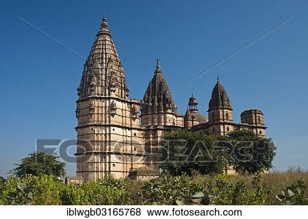 Stock Photo - "Hindu temple with Shikhara towers, Chaturbhuj Temple, Orchha, Madhya Pradesh, India, Asia". Fotosearch