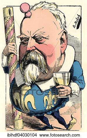 Picture - "Hippolyte-Louis, Vicomte de Lorgeril, a French poet and politician, political caricature, 1882, by Alphonse Hector Colomb pseudonym B. Moloch, a French caricaturist". Fotosearch
