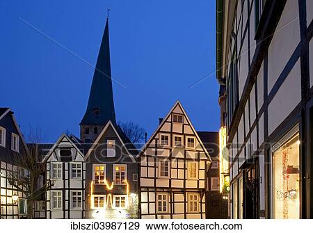 "Historic centre at dusk, Hattingen, Ruhr district, North Rhine-Westphalia, Germany, Europe" View Large Photo Image Stock Photo - "Historic centre at dusk, Hattingen, Ruhr district, North Rhine-Westphalia, Germany, Europe". Fotosearch
