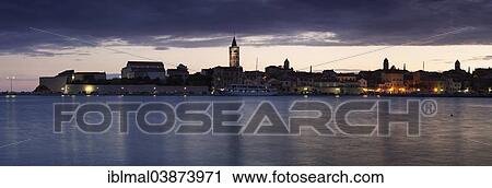 "Historic centre at dusk, Rab Town, isladn of Rab, Kvarner Gulf, Croatia, Europe" View Large Photo Image Stock Image - "Historic centre at dusk, Rab Town, isladn of Rab, Kvarner Gulf, Croatia, Europe". Fotosearch
