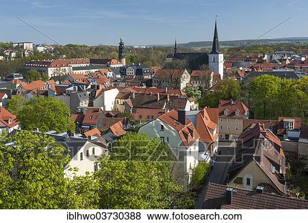 Stock Photo - "Historic centre of Weimar with Herderkirche Church and the City Palace, historic center, Weimar, Thuringia, Germany, Europe". Fotosearch