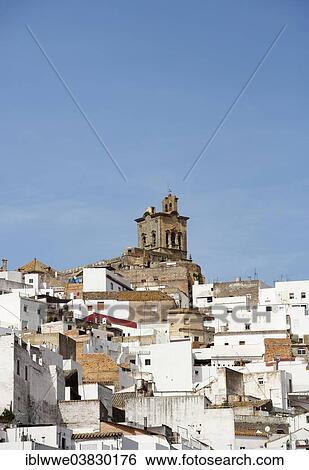 Stock Photograph - "Historic centre, San Pedro Church, Arcos de la Frontera, Province of Cadiz, Andalusia, Spain, Europe". Fotosearch