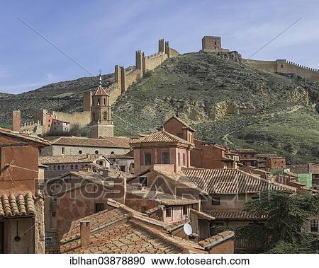 "Historic centre with a part of the city walls of Albarracin, Aragon, Spain, Europe" View Large Photo Image Stock Image - "Historic centre with a part of the city walls of Albarracin, Aragon, Spain, Europe". Fotosearch