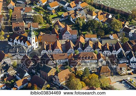 "Historic centre with half-timbered houses and the church of St. John Baptist, Rietberg, Ostwestfalen-Lippe, North Rhine-Westphalia, Germany, Europe" View Large Photo Image Stock Photo - "Historic centre with half-timbered houses and the church of St. John Baptist, Rietberg, Ostwestfalen-Lippe, North Rhine-Westphalia, Germany, Europe". Fotosearch