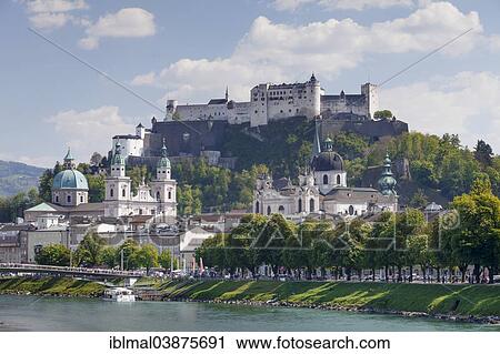 Stock Image - "Historic centre with Hohensalzburg Fortress and Salzburg Cathedral, Salzburg, Salzburg State, Austria, Europe". Fotosearch