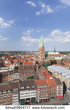 "Historic centre with Marienkirche church and the Town Hall, Lubeck, Schleswig-Holstein, Germany, Europe" View Large Photo Image Stock Photo - "Historic centre with Marienkirche church and the Town Hall, Lubeck, Schleswig-Holstein, Germany, Europe". Fotosearch
