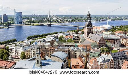 "Historic centre with Riga Cathedral, Vansu-Bridge and high-rise building of Swedbank and the Daugava river or Western Dvina, Riga, Latvia, Europe" View Large Photo Image Stock Photograph - "Historic centre with Riga Cathedral, Vansu-Bridge and high-rise building of Swedbank and the Daugava river or Western Dvina, Riga, Latvia, Europe". Fotosearch