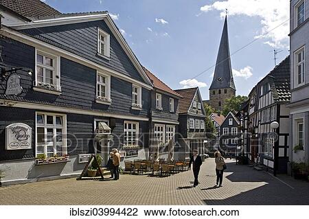 Stock Image - "Historic centre with St. George's Church, Hattingen, Ruhr Area, North Rhine-Westphalia, Germany, Europe". Fotosearch