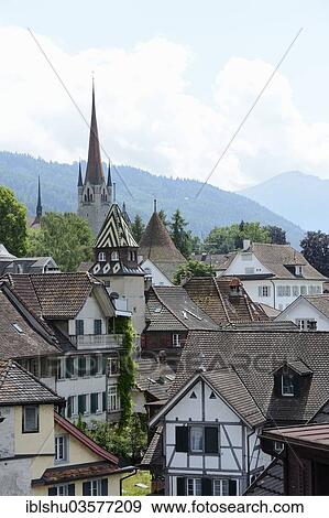 "Historic centre with St Michael's Church, Zug, Canton of Zug, Switzerland, Europe" View Large Photo Image Stock Photo - "Historic centre with St Michael's Church, Zug, Canton of Zug, Switzerland, Europe". Fotosearch